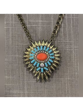 Premier Design Reversible Pendant Chain Statement Necklace Gold Tone 31"-34"